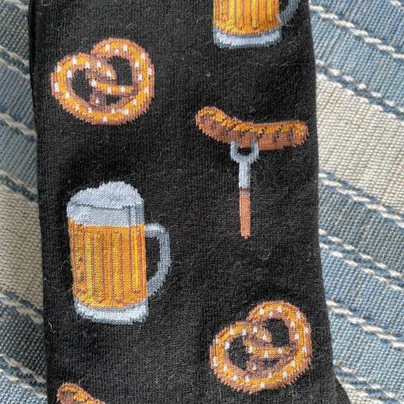 HOTSOX Cotton Poly Nylon Blend Custom Novelty Socks in Black & Gold Sz OS NWT - Picture 2 of 5